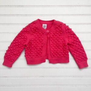 GAP EUC Girls Hot Pink Bobble Knit Cardigan